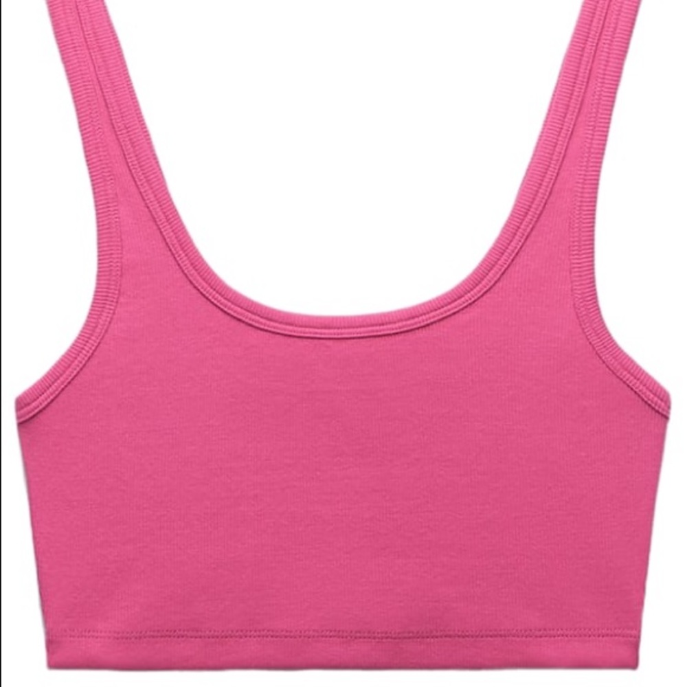 Zara Washed Effect Crop Top - Large - Fuchsia Pink